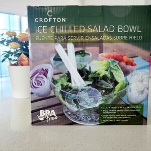 CROFTON Ice Chilled Salad Bowl Set, BPA Free, Clear